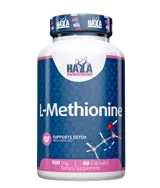HAYA LABS L-Methionine 500 мг L-Метионин - 60 капсули, 30 дози