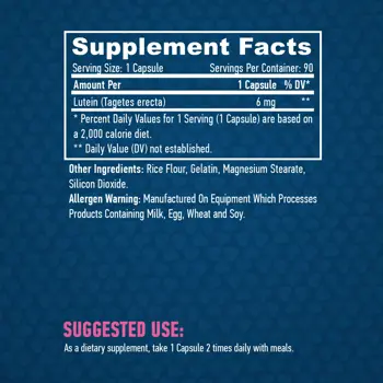 HAYA LABS Lutein 6 мг Лутеин - 90 капсули, 90 дози