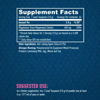 HAYA LABS Magnesium Citrate 400 мг Магнезиев Цитрат - 200 грама, 66 дози
