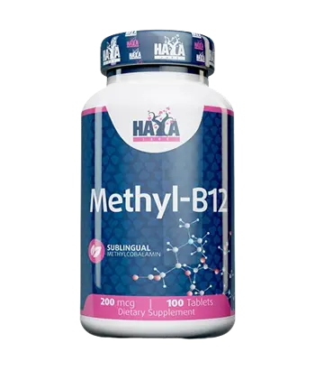 HAYA LABS Methyl B-12 200 мкг Витамин B-12 Метилкобаламин - 100 таблетки, 100 дози