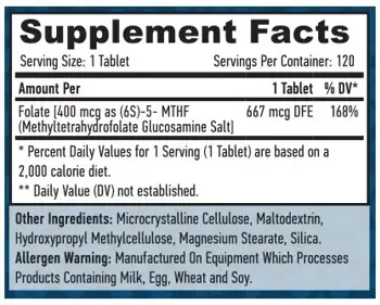 HAYA LABS Methyl Folate 400 мкг Метилфолат - 120 таблетки, 120 дози