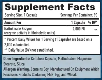 HAYA LABS Nattokinase 2000 FU Ензим Натокиназа - 90 вег капсули, 90 дози