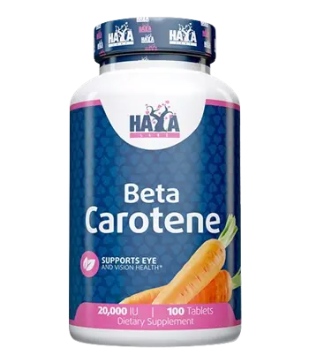 HAYA LABS Natural Beta Carotene 20000 IU Бeтa-Кapoтин - 100 таблетки, 100 дози