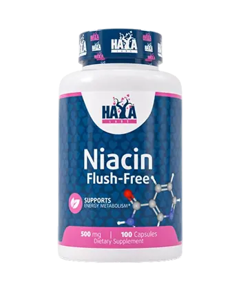 HAYA LABS Niacin / Flush-Free / 500 мг Витамин B3 Ниацин - 100 капсули, 100 дози