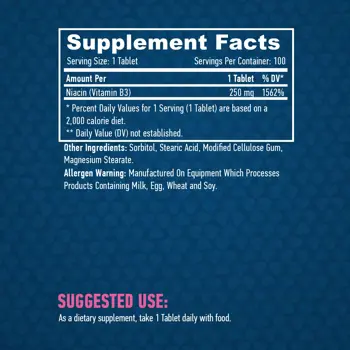 HAYA LABS Niacin /Time Release/ 250 мг Ниацин - 100 таблетки, 100 дози