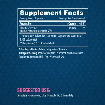 HAYA LABS Olive Leaf 450 мг Екстракт От Маслинени Листа - 60 капсули, 60 дози
