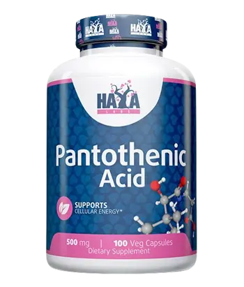 HAYA LABS Pantothenic Acid 500 мг Пантотенова киселина - 100 вег капсули, 100 дози