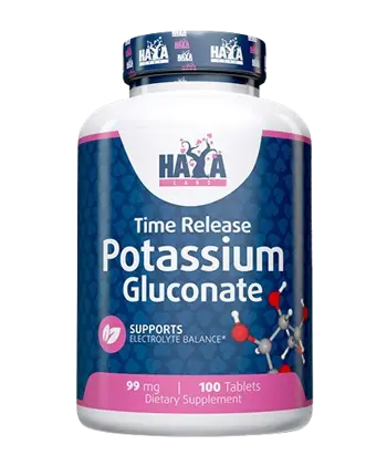HAYA LABS Potassium Gluconate 99 мг Калиев Глюконат - 100 таблетки, 100 дози