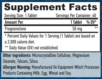 HAYA LABS Pregnenolone 50 мг Прегненолон - 60 таблетки, 60 дози