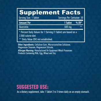 HAYA LABS Quercetin 500 мг Кверцетин - 50 таблетки, 50 дози