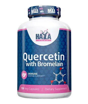 HAYA LABS Quercetin with Bromelain 800/200 мг Кверцетин и Бромелаин - 120 вег капсули, 60 дози