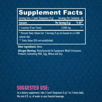 HAYA LABS Sports L-Leucine 5000 мг L-Левцин - 200 грама, 40 дози