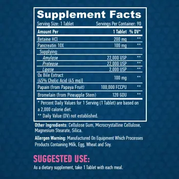 HAYA LABS Super Enzyme Complex Комплекс От Храносмилателни Ензими - 90 таблетки, 90 дози
