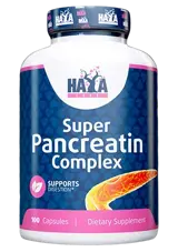 HAYA LABS Super Pancreatin Enzymes 500 мг Панкреатин Ензимен Комплекс - 100 капсули, 100 дози