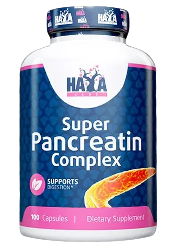 HAYA LABS Super Pancreatin Enzymes 500 мг Панкреатин Ензимен Комплекс - 100 капсули, 100 дози