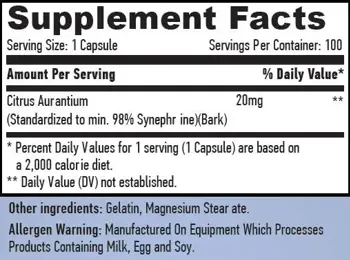 HAYA LABS Synephrine 20 мг Синефрин - 100 капсули, 100 дози