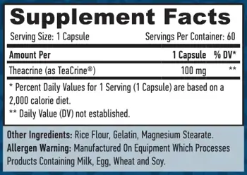 HAYA LABS Teacrine 100 мг Теакрин - 60 капсули, 60 дози