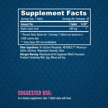 HAYA LABS Time Release Alpha Lipoic Acid (Алфа Липоева Киселина) 600 мг - 60 таблетки, 60 дози