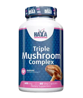HAYA LABS Triple Mushroom Complex 600 мг Гъби Майтаке, Рейши и Шийтаке - 60 вег капсули, 60 дози