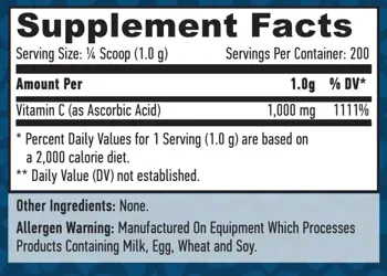 HAYA LABS Vitamin C Powder 1000 мг Витамин С на Прах - 200 грама, 200 дози