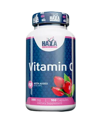 HAYA LABS Vitamin C with Rose Hips 500 мг Витамин С и Екстракт от Шипки - 100 капсули, 100 дози