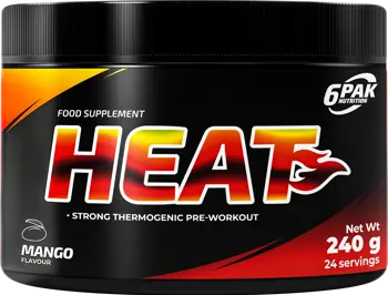 6PAK Nutrition Heat Pre-workout & Fat Burner Азотен Бустър + Фет Бърнър - 240 грама, 24 дози