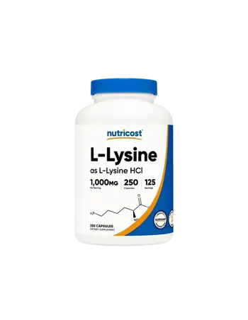 Nutricost L-Lysine (хидрохлорид) 500 mg, 250 капсули