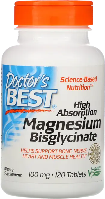 Doctor's Best High Absorption Magnesium Bisglycinate 100 mg Високоусвоим магнезий