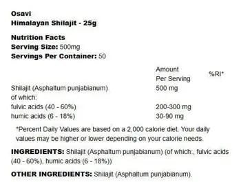 Osavi Himalayan Shilajit 500 mg с 40-60% фулвинови киселини