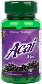 Holland And Barrett Acai Berry 1500 mg Мощен Антиоксидант х 120 Таблетки