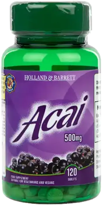 Holland And Barrett Acai Berry 1500 mg Мощен Антиоксидант х 120 Таблетки