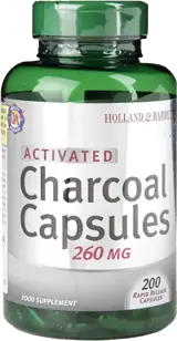 Holland And Barrett Activated Charcoal 260 mg Активен въглен за детоксикация и храносмилане х 100 капсули