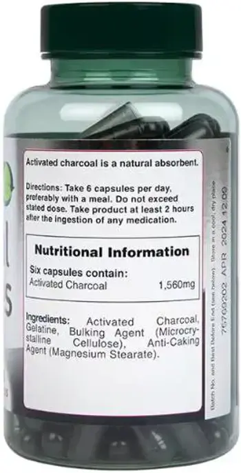 Holland And Barrett Activated Charcoal 260 mg Активен въглен за детоксикация и храносмилане х 100 капсули
