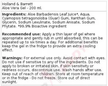 Holland And Barrett Aloe Vera Gel Certified 200 мл