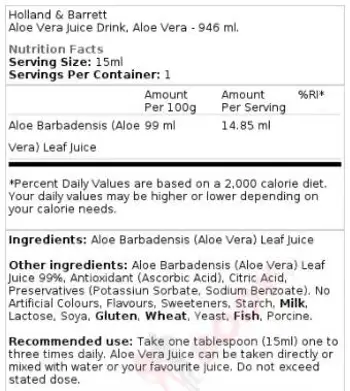 Holland And Barrett Aloe Vera Juice Сок от Алое Вера
