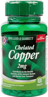 Holland And Barrett Chelated Copper 2 mg 100 Таблетки, 100 Дози