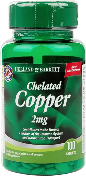 Holland And Barrett Chelated Copper 2 mg 100 Таблетки, 100 Дози