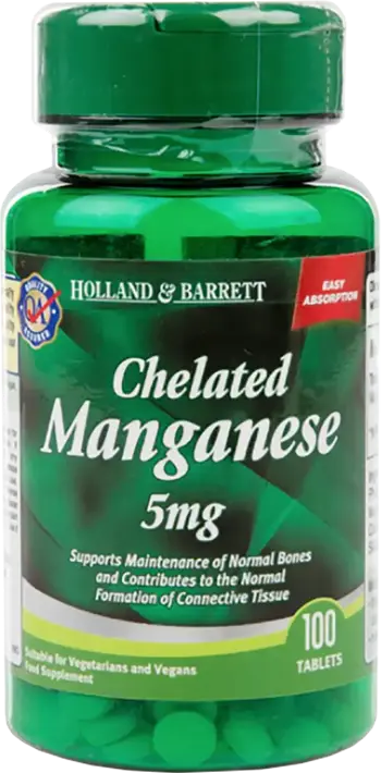 Holland And Barrett Chelated Manganese 5 mg Манган за здрави кости и стави