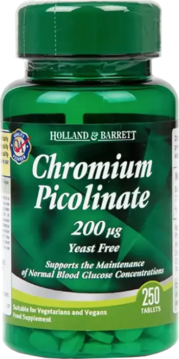 Holland And Barrett Chromium Picolinate 200 mcg За контрол на кръвната захар и метаболизма х 250 Таблетки