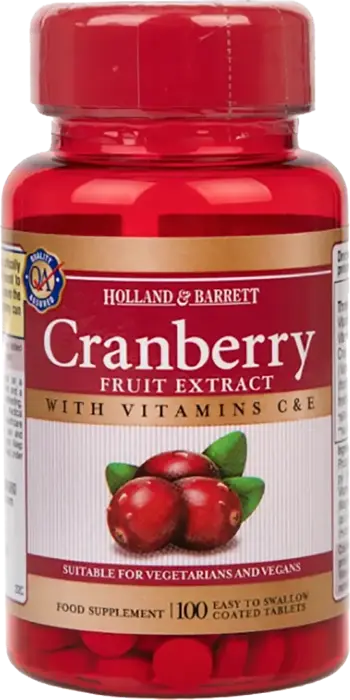 Holland And Barrett Cranberry Fruit Extract 255 mg Подкрепа за пикочните пътища х 100 Таблетки