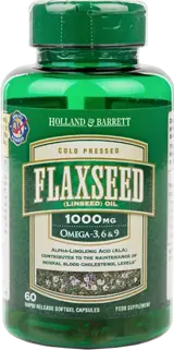Holland And Barrett Flaxseed Linseed Oil 1000 mg / Omega 3-6-9 60 Гел капсули, 60 Дози