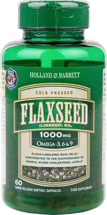 Holland And Barrett Flaxseed Linseed Oil 1000 mg / Omega 3-6-9 60 Гел капсули, 60 Дози