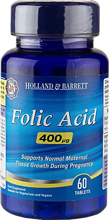 Holland And Barrett Folic Acid 400 mcg Фолиева киселина х 60 Таблетки