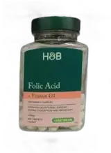 Holland And Barrett Folic Acid 400 mcg + Vitamin D 400 IU Подкрепа за бременност 90 таблетки