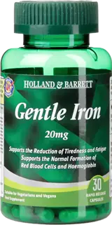 Holland And Barrett Gentle Iron 20 mg Нежно желязо за енергия и възстановяване х 30 капсули