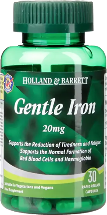 Holland And Barrett Gentle Iron 20 mg Нежно желязо за енергия и възстановяване х 30 капсули