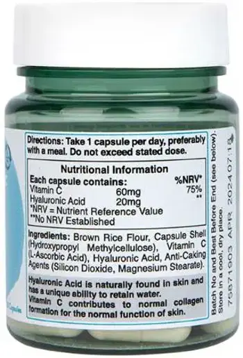 Holland And Barrett Hyaluronic Acid 20 mg with Vitamin C В подкрепа на кожата и ставите х 30 капсули