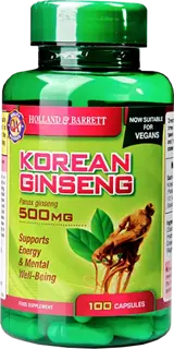 Holland And Barrett Korean Ginseng 500 mg Корейски Женшен х 100 капсули