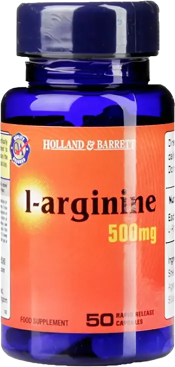 Holland And Barrett L-Arginine 500 mg Подкрепа за кръвообращението и мускулния растеж х 50 капсули