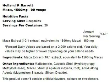 Holland And Barrett Maca 500 mg За енергия и хормонален баланс х 60 капсули